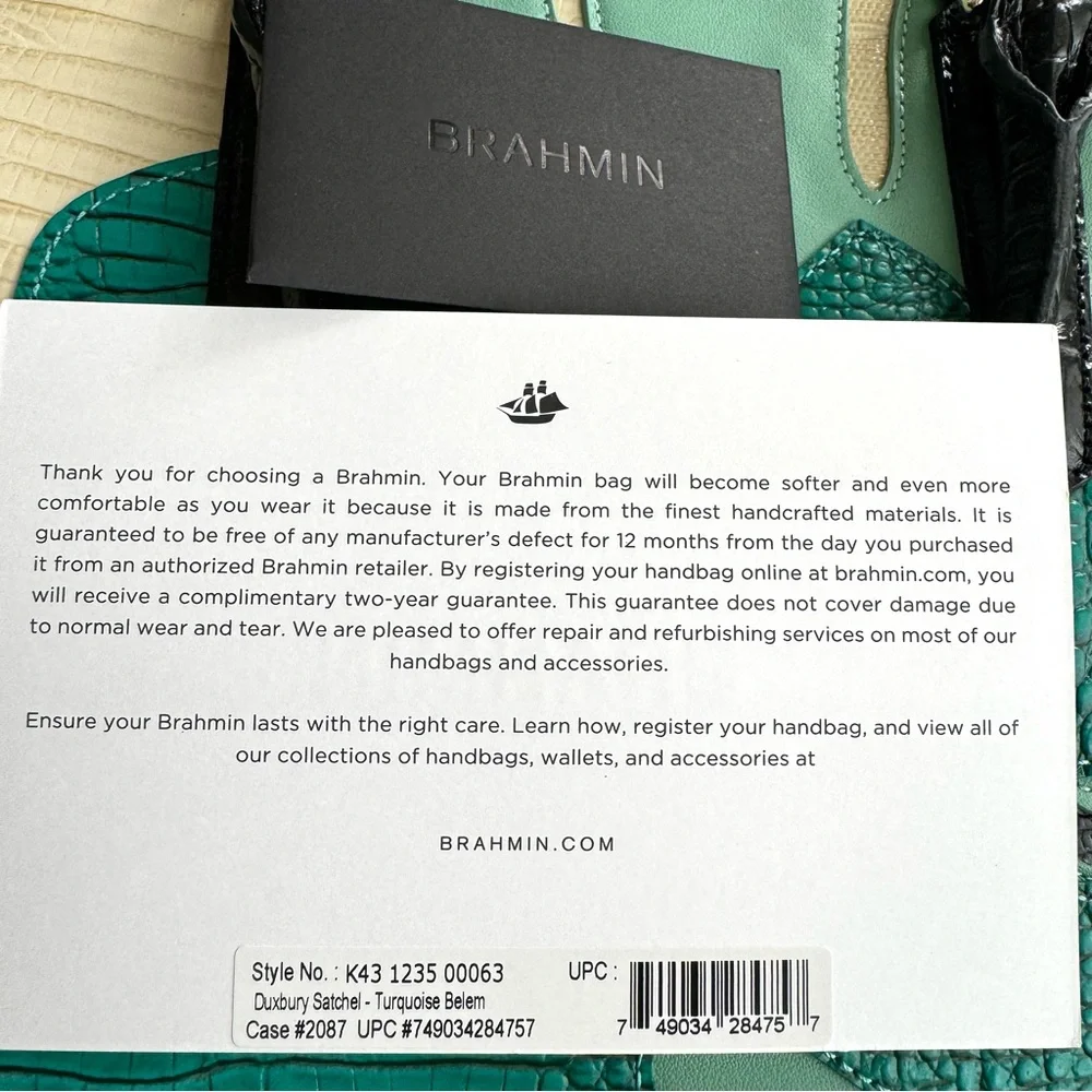 🆕 Brahmin Duxbury Satchel Turquoise Belem Shoulder Bag
